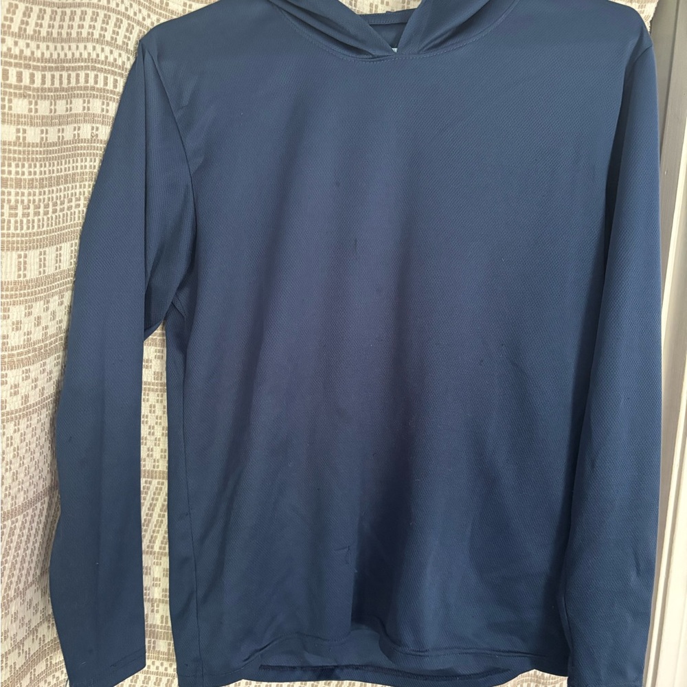 Blue Pullover Hoodie Sweatshirt with Relaxed Fit